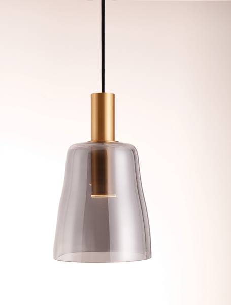 Suspension Imatia type B aluminium / verre fumé - doré
