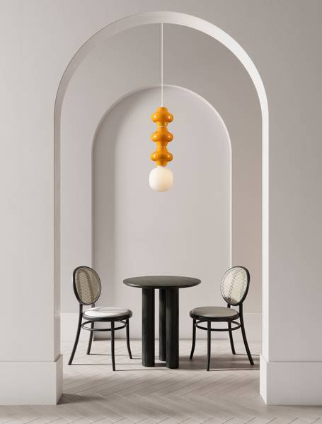 Hanglamp Clio type C keramiek/opaalglas - oranje