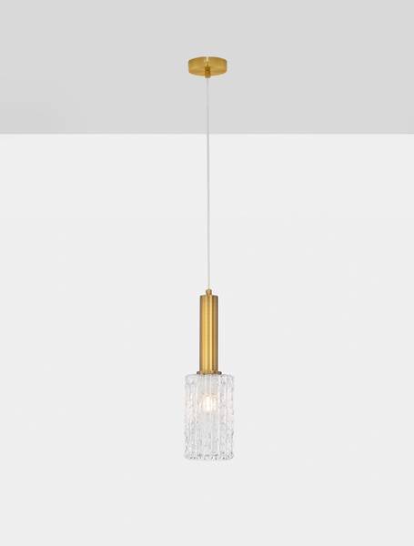 Hanglamp Certa type A aluminium/transparant glas - goudkleurig - Aantal lichtbronnen: 1