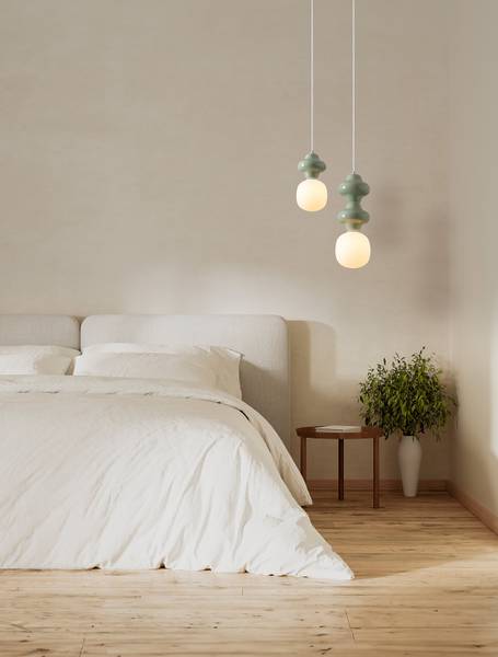 Hanglamp Clio type A keramiek/opaalglas - lichtgroen