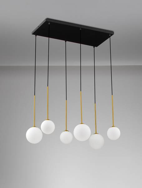 Pendelleuchte Savoy Typ A Aluminium / Opalglas - Schwarz - Flammenanzahl: 6