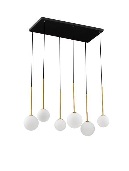 Pendelleuchte Savoy Typ A Aluminium / Opalglas - Schwarz - Flammenanzahl: 6