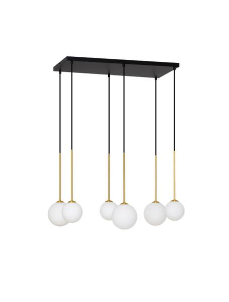 Pendelleuchte Savoy Typ A Aluminium / Opalglas - Schwarz - Flammenanzahl: 6