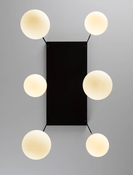 Pendelleuchte Savoy Typ A Aluminium / Opalglas - Schwarz - Flammenanzahl: 6
