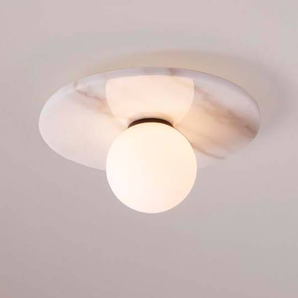 Plafonnier Idor verre opale / marbre - blanc - Blanc