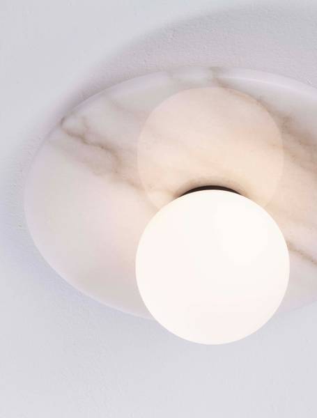 Plafonnier Idor verre opale / marbre - blanc - Blanc