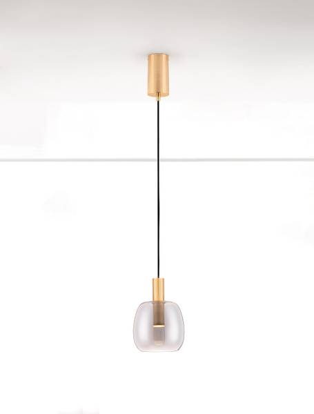Pendelleuchte Imatia Typ A Aluminium / Rauchglas - Gold