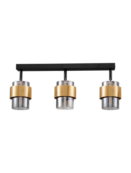 Deckenleuchte Sianna Aluminium / Rauchglas - Schwarz - Flammenanzahl: 3