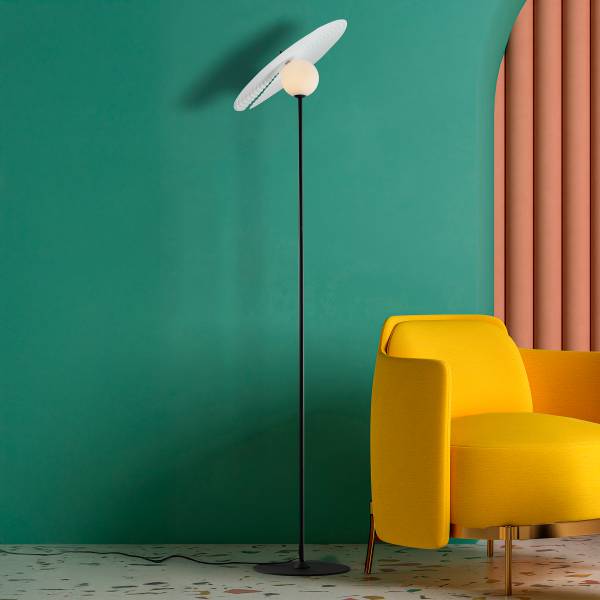 Stehleuchte Reflet Aluminium / Acrylglas - Schwarz / Weiß