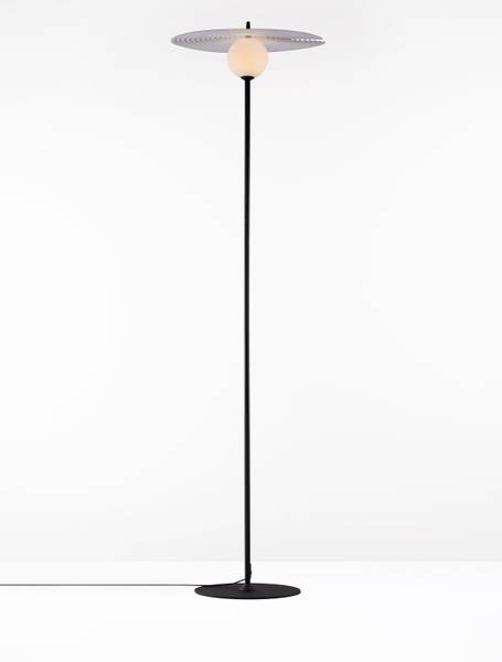 Stehleuchte Reflet Aluminium / Acrylglas - Schwarz / Weiß