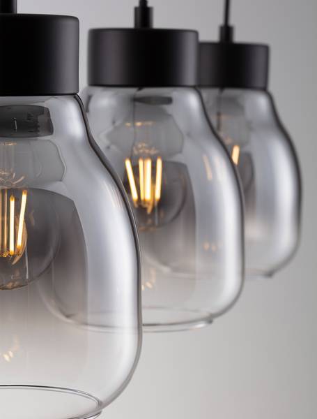 Pendelleuchte Blacu Typ B Aluminium / Rauchglas - Schwarz