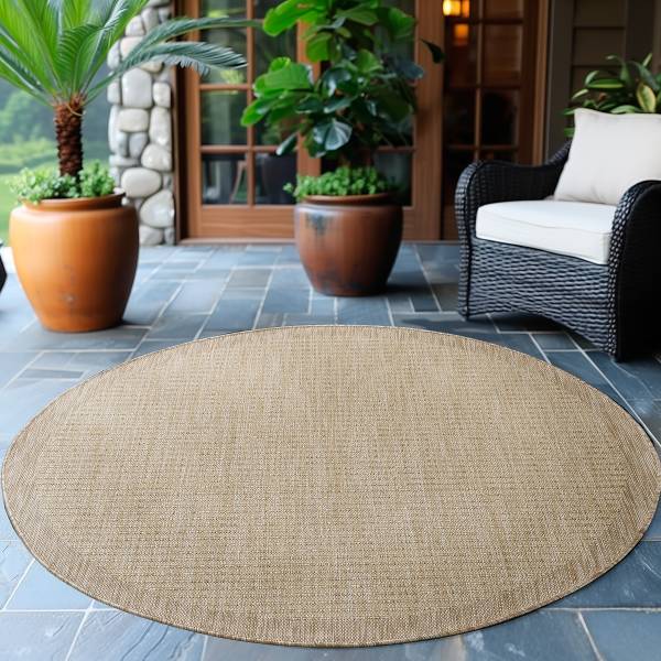 Buitenkleed Giza 1410 rond polypropeen/polyester - beige - Diameter: 200 cm