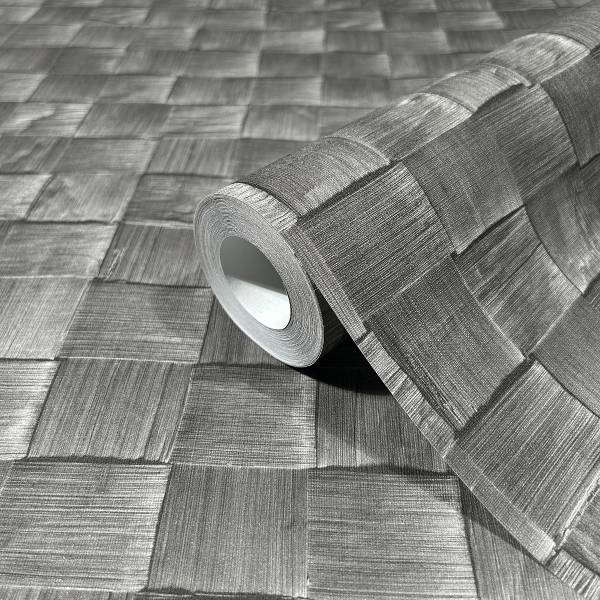 Vliestapete 45743 3D-Holzoptik Vlies - Anthrazit