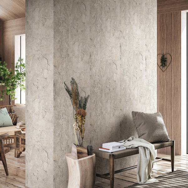 Fotomurale 45767 Effetto maiolica Tessuto non tessuto - Grigio