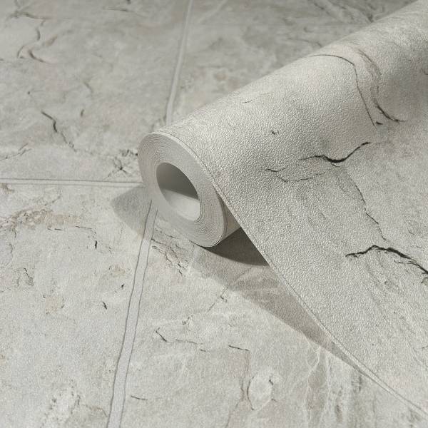 Fotomurale 45767 Effetto maiolica Tessuto non tessuto - Grigio