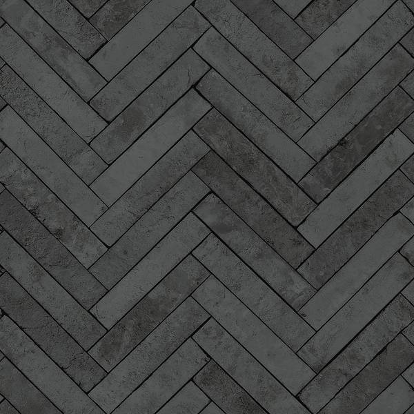 Vliesbehang 45761 Visgraatmotief vlies - antracietkleurig