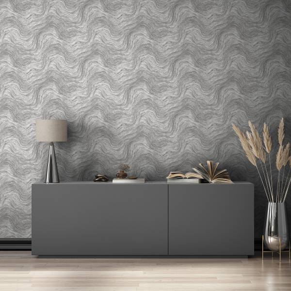 Papier peint intissé 45758 Aspect marbré Intissé - Gris
