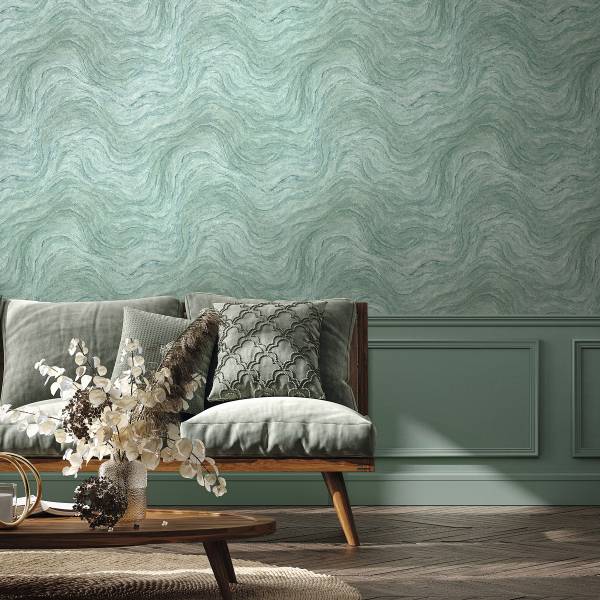 Vliesbehang 45759 Marmerlook vlies - groen