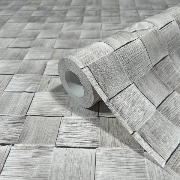 Vliestapete 45741 3D-Holzoptik Vlies - Grau