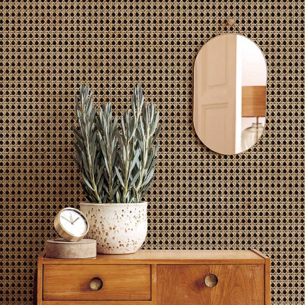 Vliestapete 45751 Rattan Holzoptik Vlies - Braun / Beige