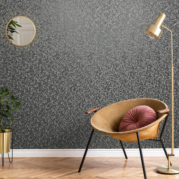 Papier peint intissé 52507 Feuilles Intissé - Noir