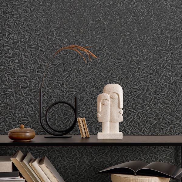 Papier peint intissé 52507 Feuilles Intissé - Noir