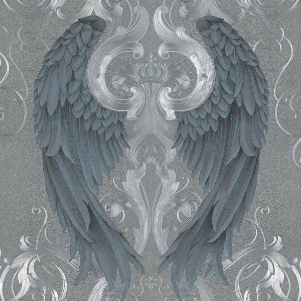Fotomurale 52579 Ornamentale Tessuto non tessuto - Argento / Blu