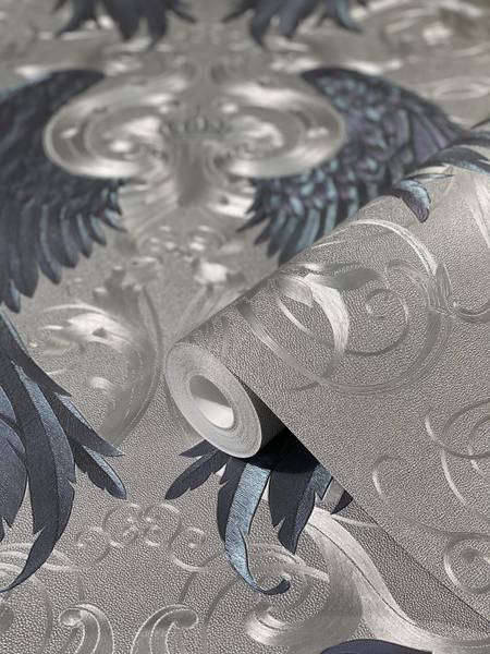 Fotomurale 52579 Ornamentale Tessuto non tessuto - Argento / Blu