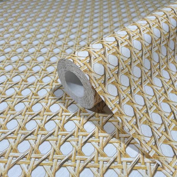 Carta da parati 45753 Rattan legno Tessuto non tessuto - Beige