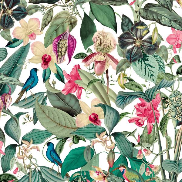 Vliestapete 81686 Floral Vlies - Weiß / Grün