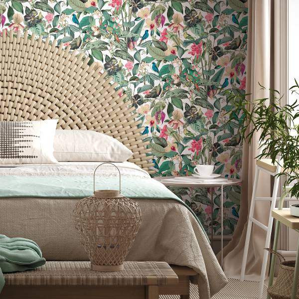 Vliestapete 81686 Floral Vlies - Weiß / Grün