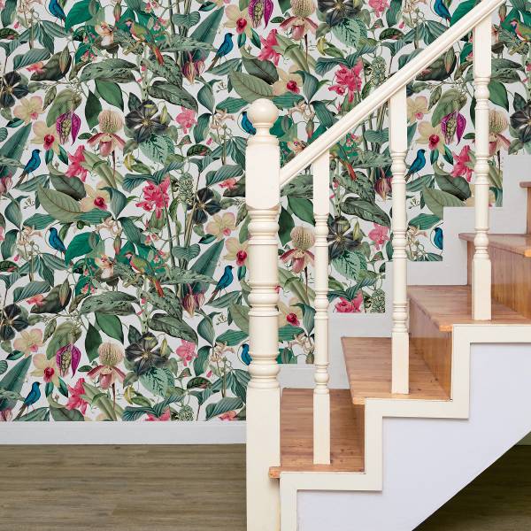 Vliestapete 81686 Floral Vlies - Weiß / Grün