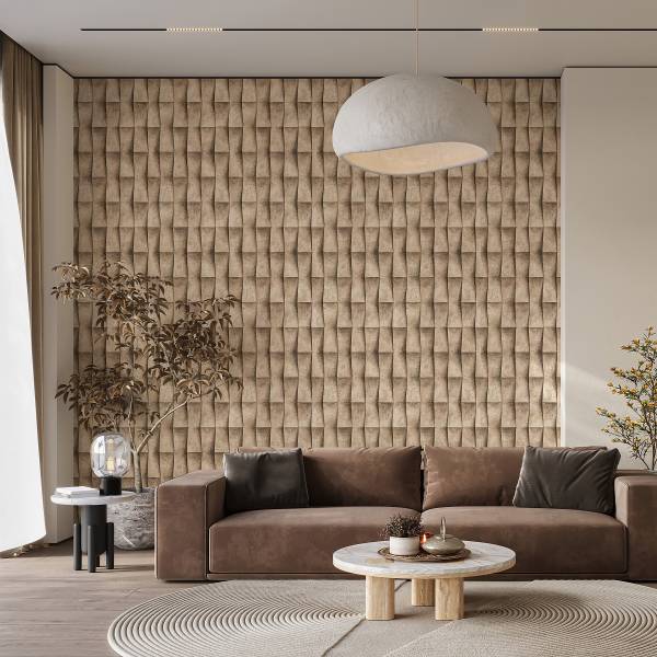 Fotomurale 81648 3D Strisce Tessuto non tessuto - Beige