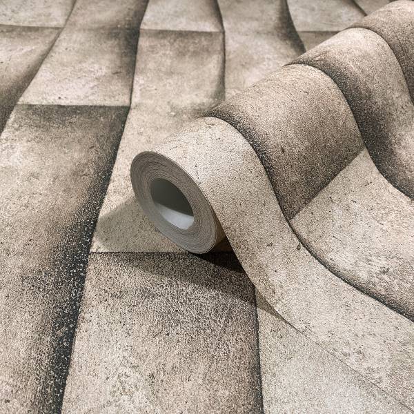Fotomurale 81648 3D Strisce Tessuto non tessuto - Beige