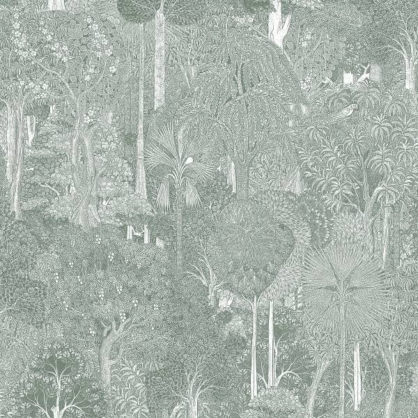 Vliesbehang 47651 Bomen vlies - groen/wit