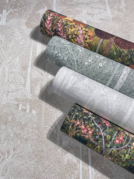 Vliesbehang 47651 Bomen vlies - groen/wit