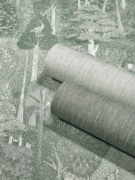 Vliesbehang 47651 Bomen vlies - groen/wit