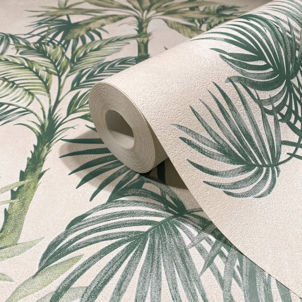 Fotomurale 82456 Foglie e alberi Tessuto non tessuto - Beige / Verde