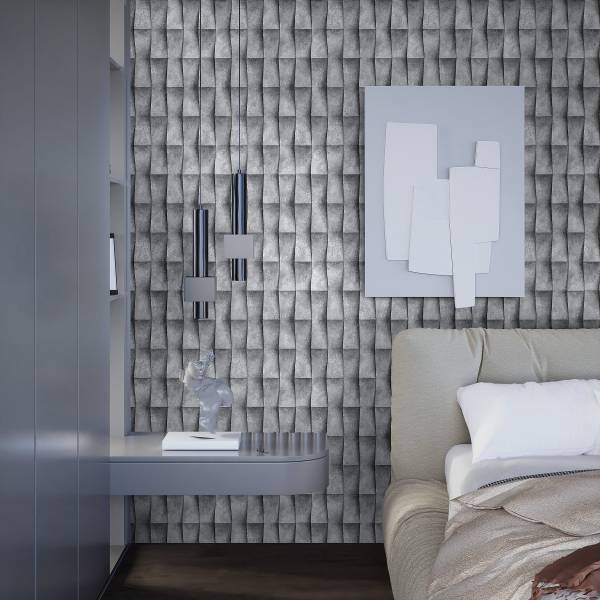Fotomurale 81649 3D Strisce Tessuto non tessuto - Grigio