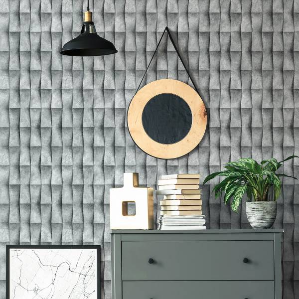 Fotomurale 81649 3D Strisce Tessuto non tessuto - Grigio