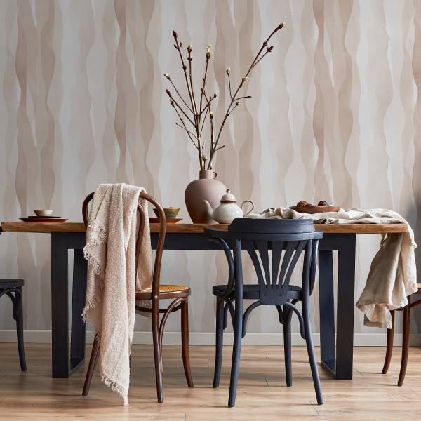 Vliestapete 81636 Streifen Vlies - Beige / Grau