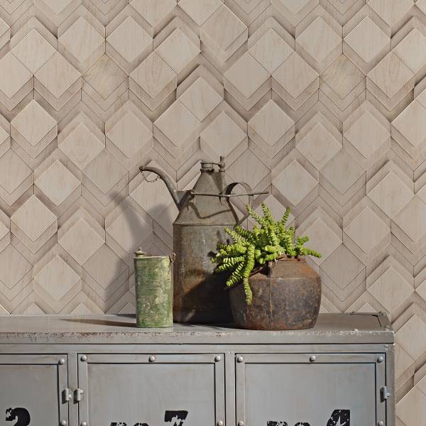 Fotomurale 81677 3D Rombi Tessuto non tessuto - Beige / Grigio