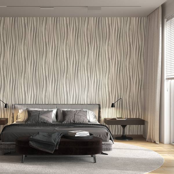 Fotomurale 81666 3D Strisce Tessuto non tessuto - Beige