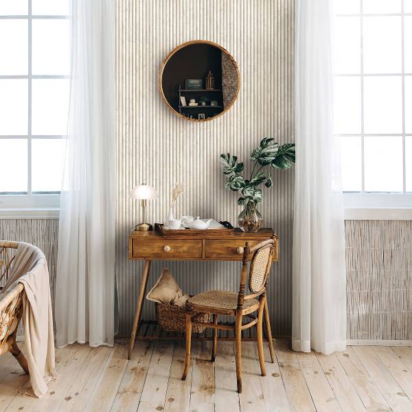 Vliesbehang 89006 3D-look Stenen Panelen vlies - beige