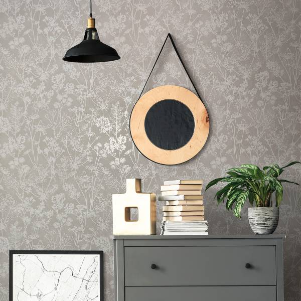 Vliesbehang 82464 Floral vlies - grijs