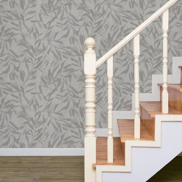 Fotomurale 82440 Foglie Tessuto non tessuto - Beige / Grigio