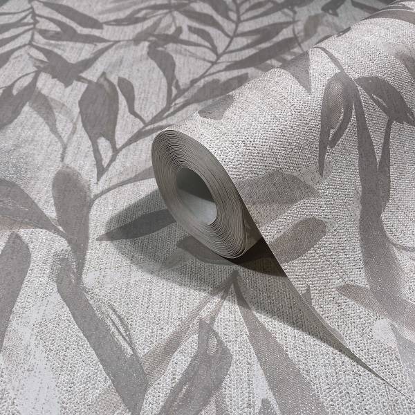 Fotomurale 82440 Foglie Tessuto non tessuto - Beige / Grigio