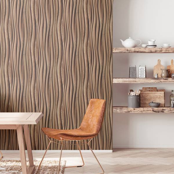 Vliesbehang 81667 3D-strepen vlies - bruin