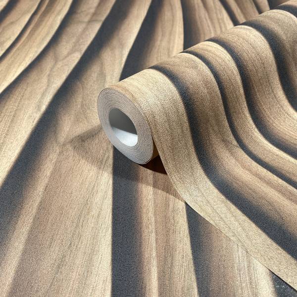 Vliesbehang 81667 3D-strepen vlies - bruin