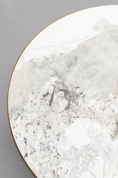 Couchtisch Cono Steinzeug / Metall - Marmor Weiß Dekor / Braun